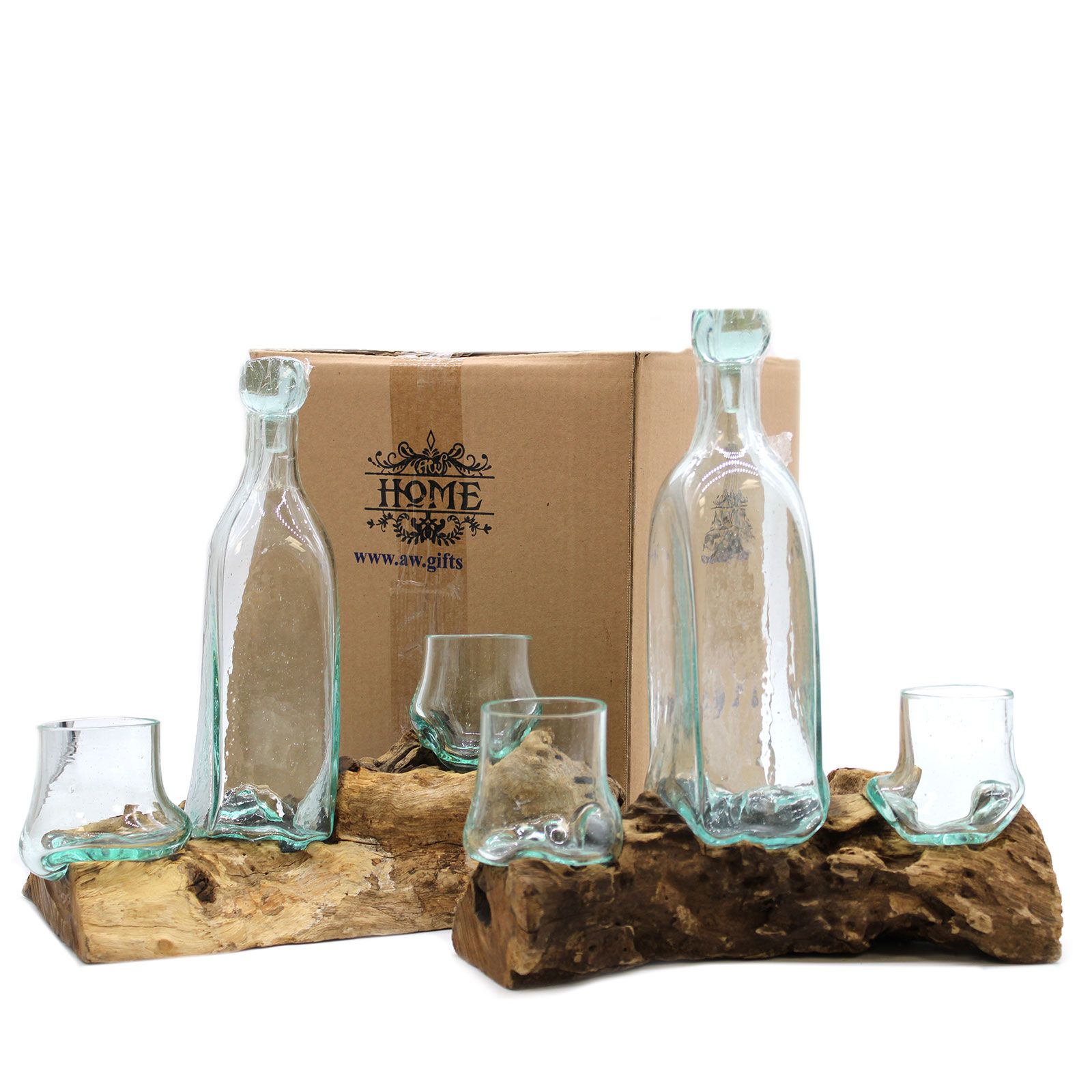 Vidrio Fundido Sobre Madera - Set Whisky - Imagen 3