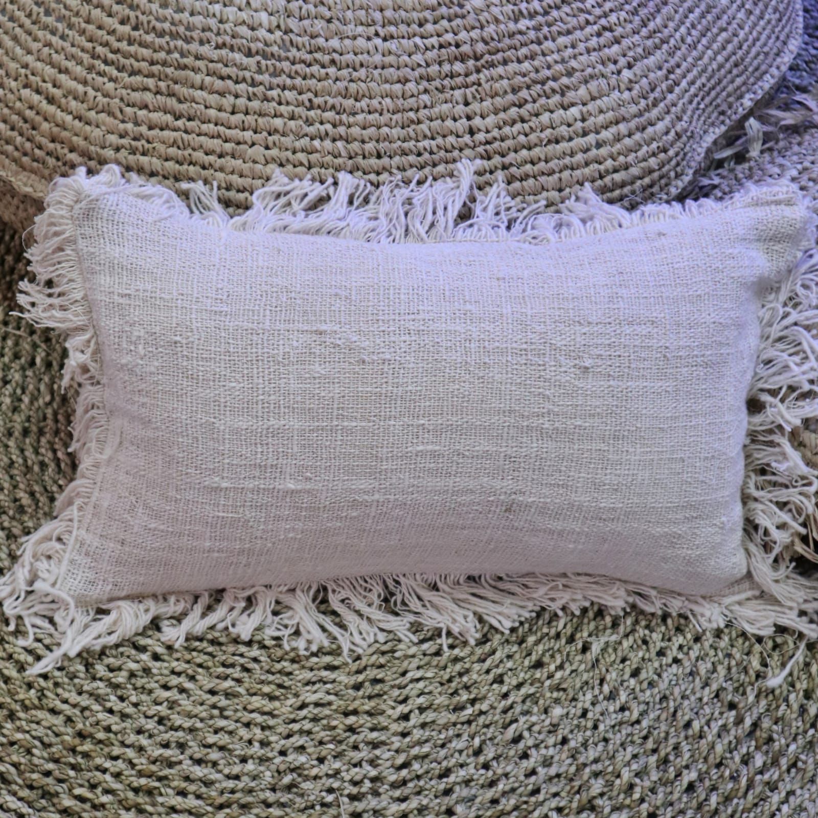 Funda de Cojín Lino 30x50cm con Flecos - Imagen 2