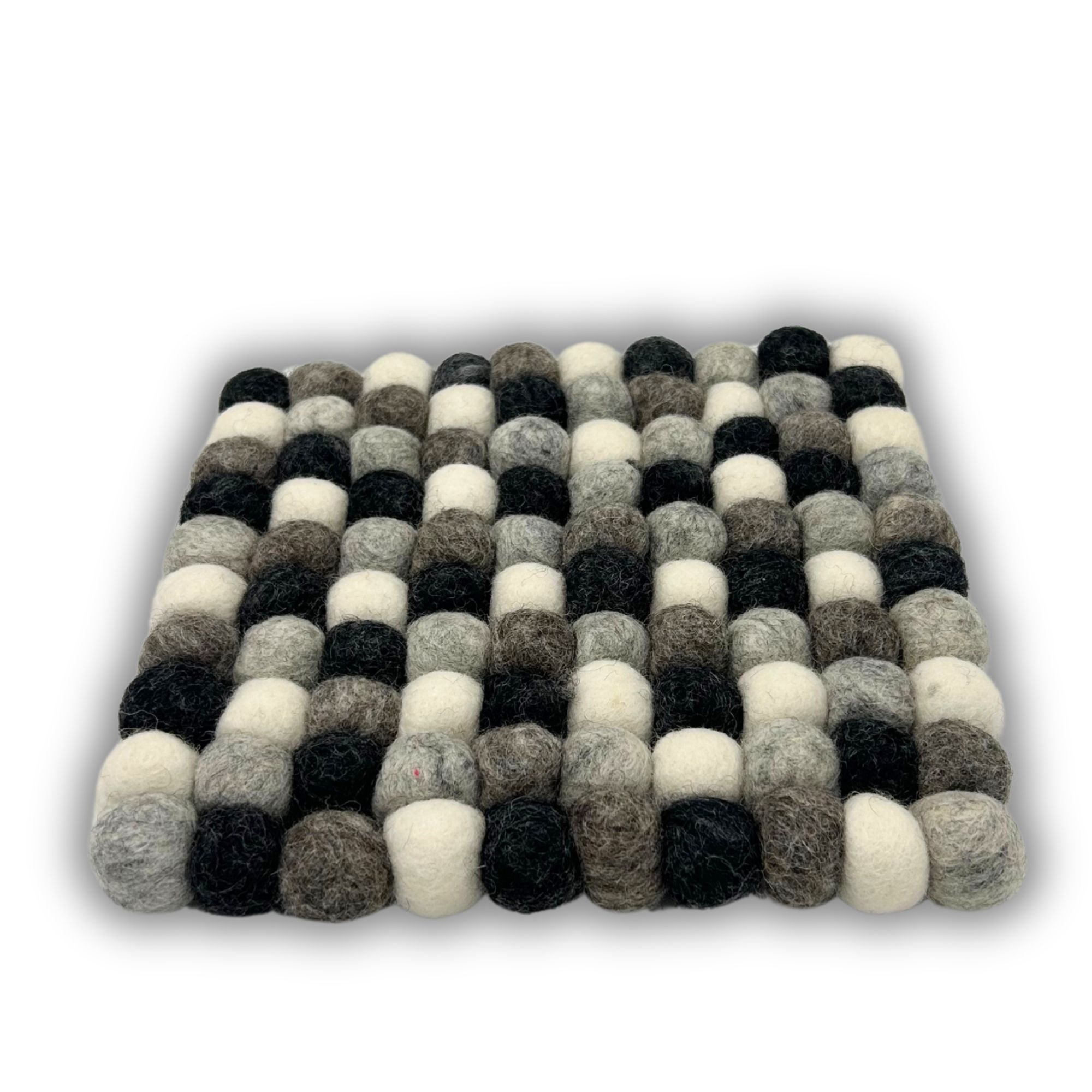 Mantel individual cuadrado de bolas de fieltro - 20 cm, color gris multicolor - Imagen 2