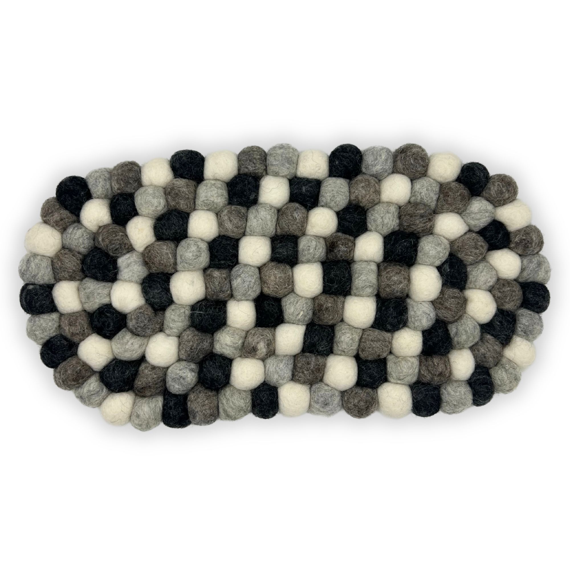 Tapete central ovalado de bolas de fieltro - 38 x 18 cm, color gris multicolor - Imagen 2