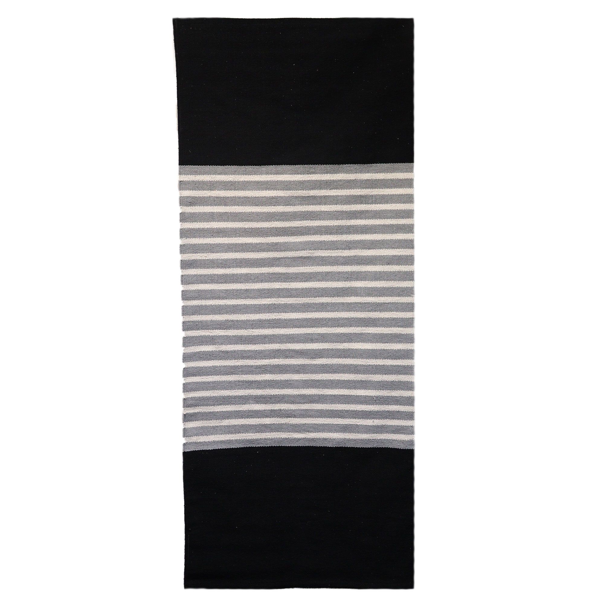 Alfombra India de Algodón - 70x170cm - Negro / Gris - Imagen 6