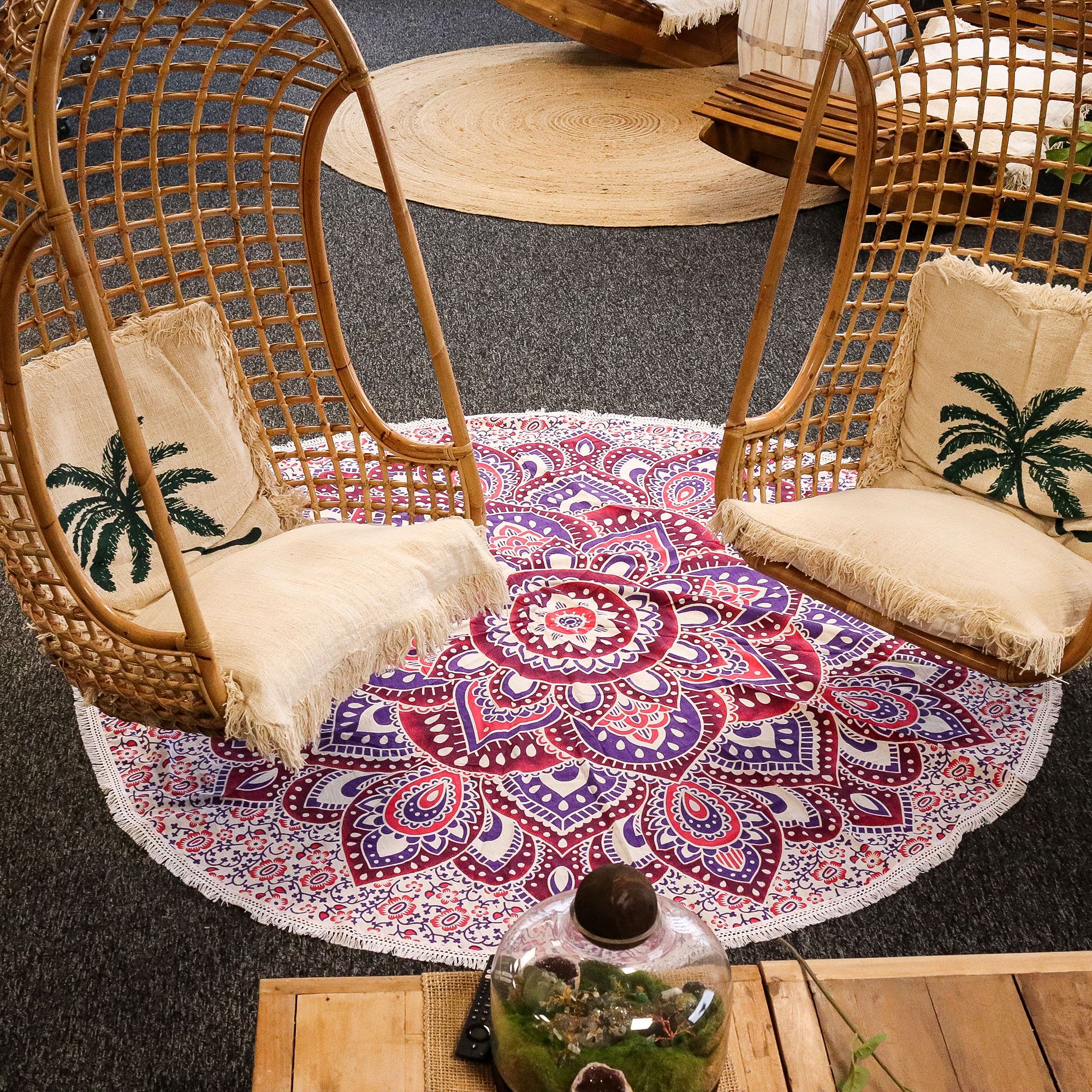 Gran arte Mandala Roundy (180 cm) - Rosa y Morado - Imagen 2