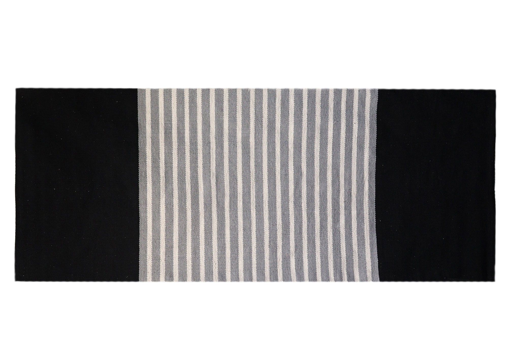 Alfombra India de Algodón - 70x170cm - Negro / Gris - Imagen 2