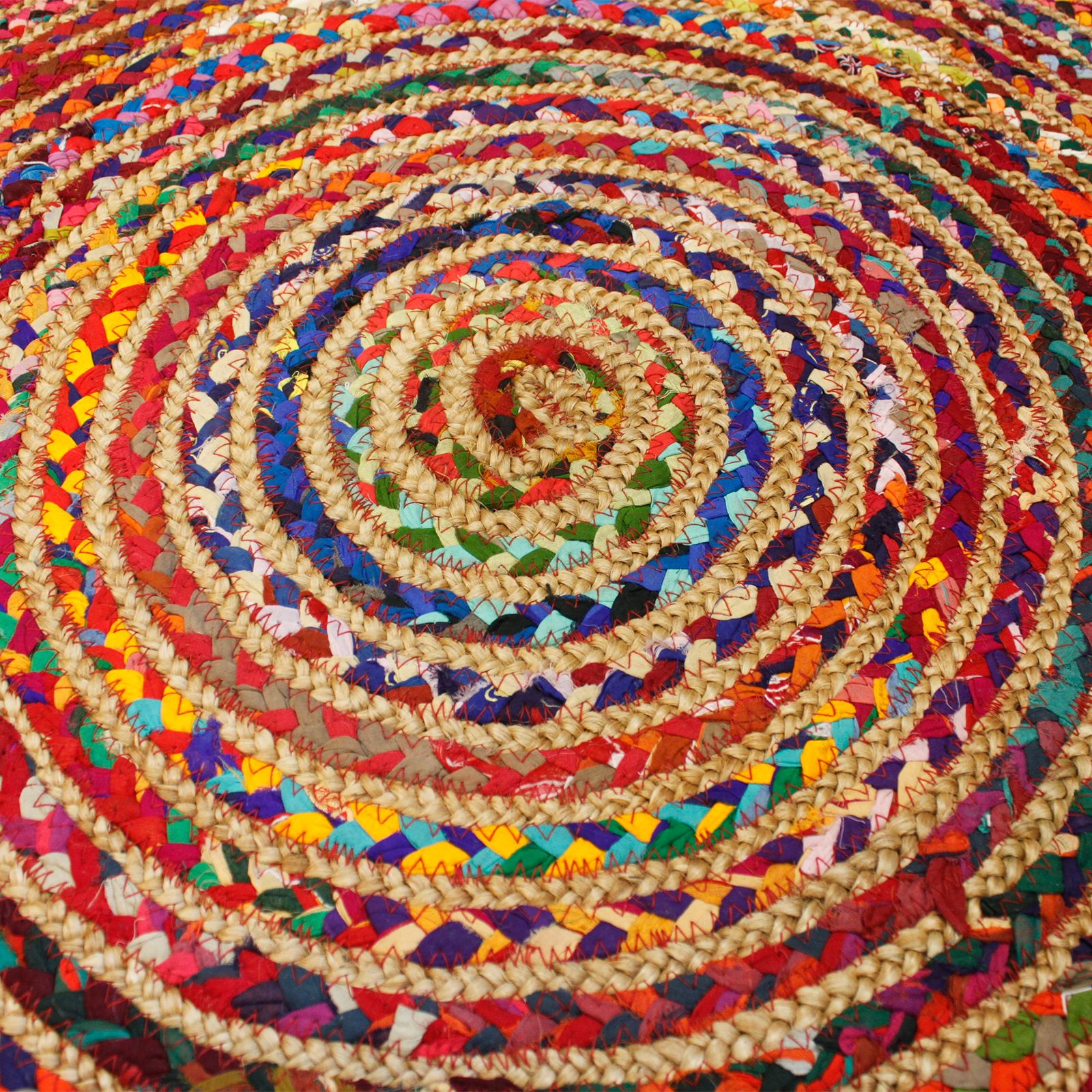 Alfombra Redonda de Yute y Algodón Reciclado - 150 cm - Imagen 2