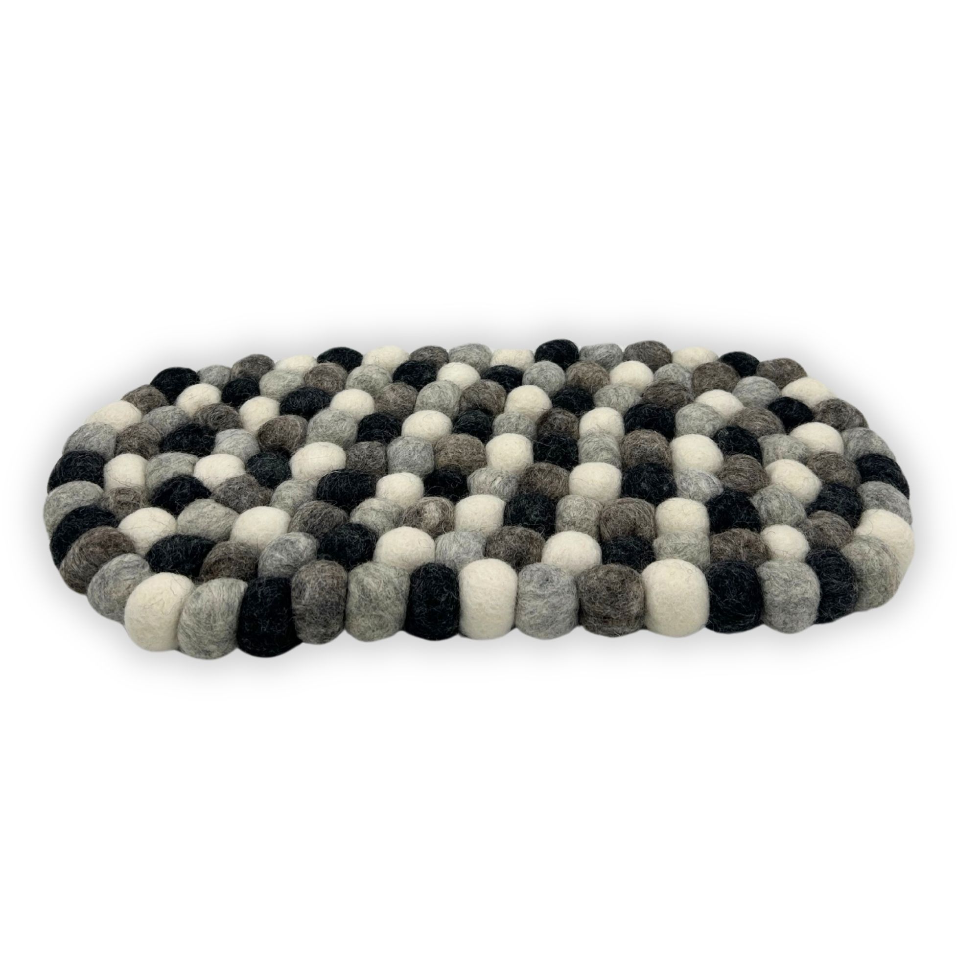 Tapete central ovalado de bolas de fieltro - 38 x 18 cm, color gris multicolor - Imagen 3