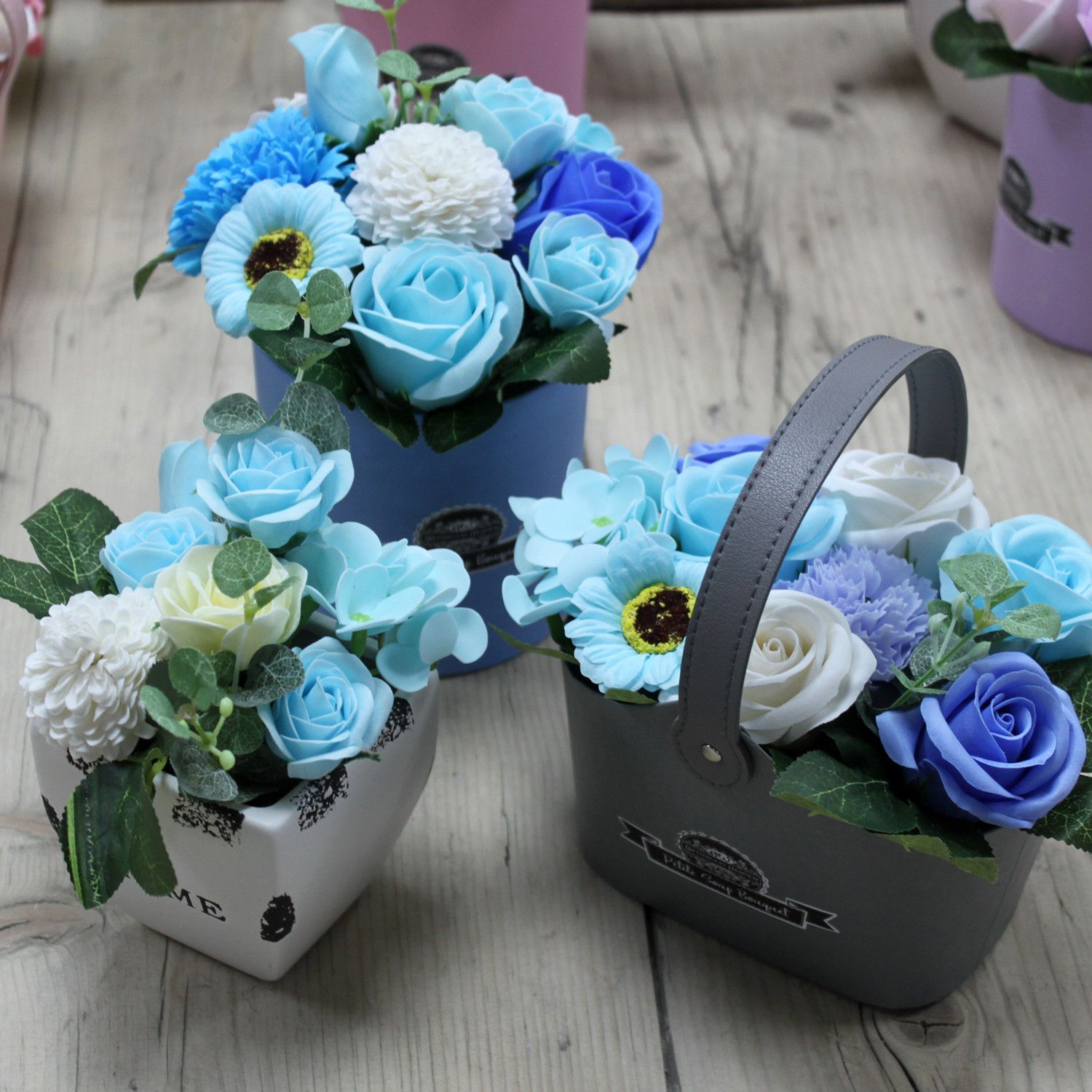 Maceta de regalo Bouquet Petite - Azul Relajante - Imagen 3