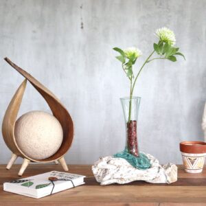 Vidrio Fundido sobre Madera Blanqueada - Florero - Pequeño
