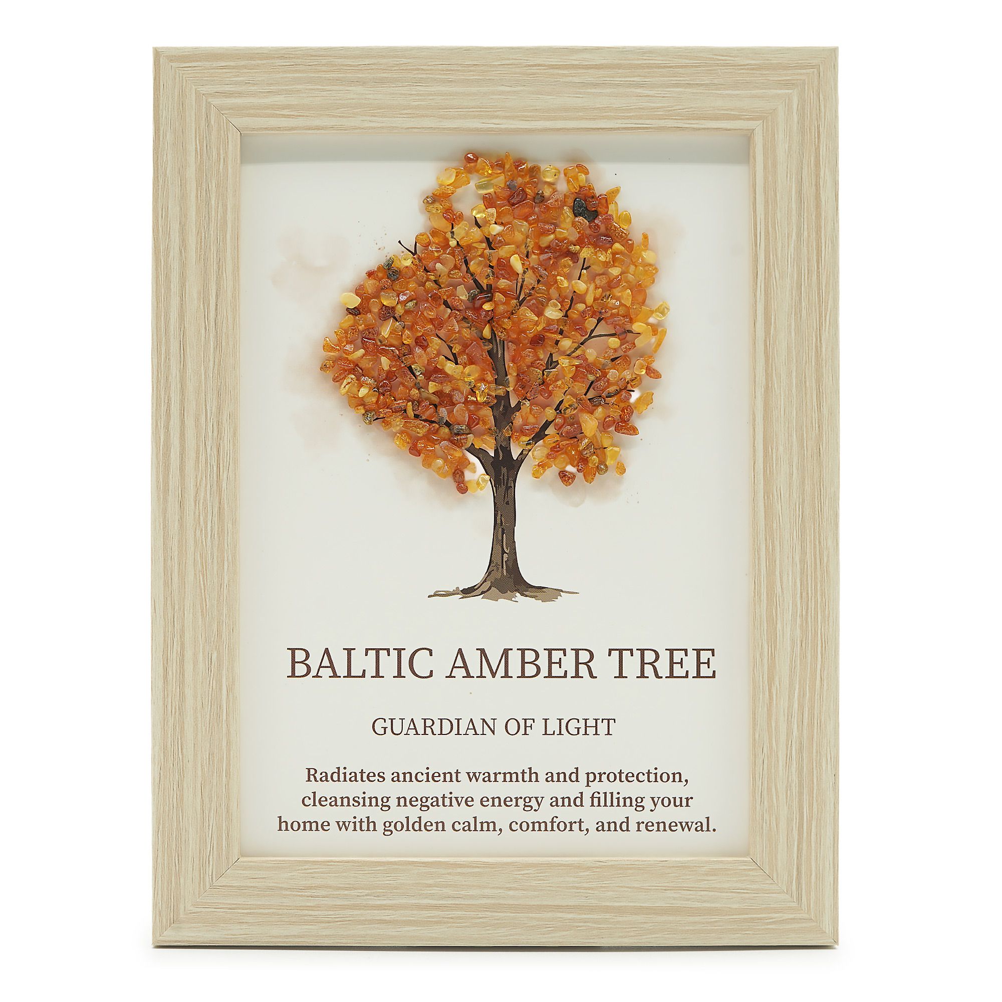 Cuadro de piedra preciosa - Árbol de la Vida - ámbar báltico (20x14.7x1cm)