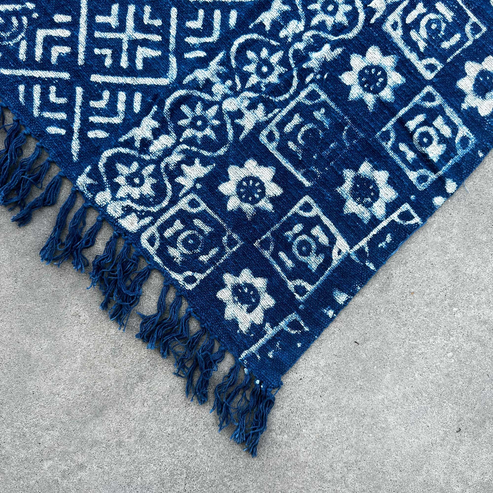 Manta índigo hecha a mano - 170x120cm - Desi Stripes - Imagen 2