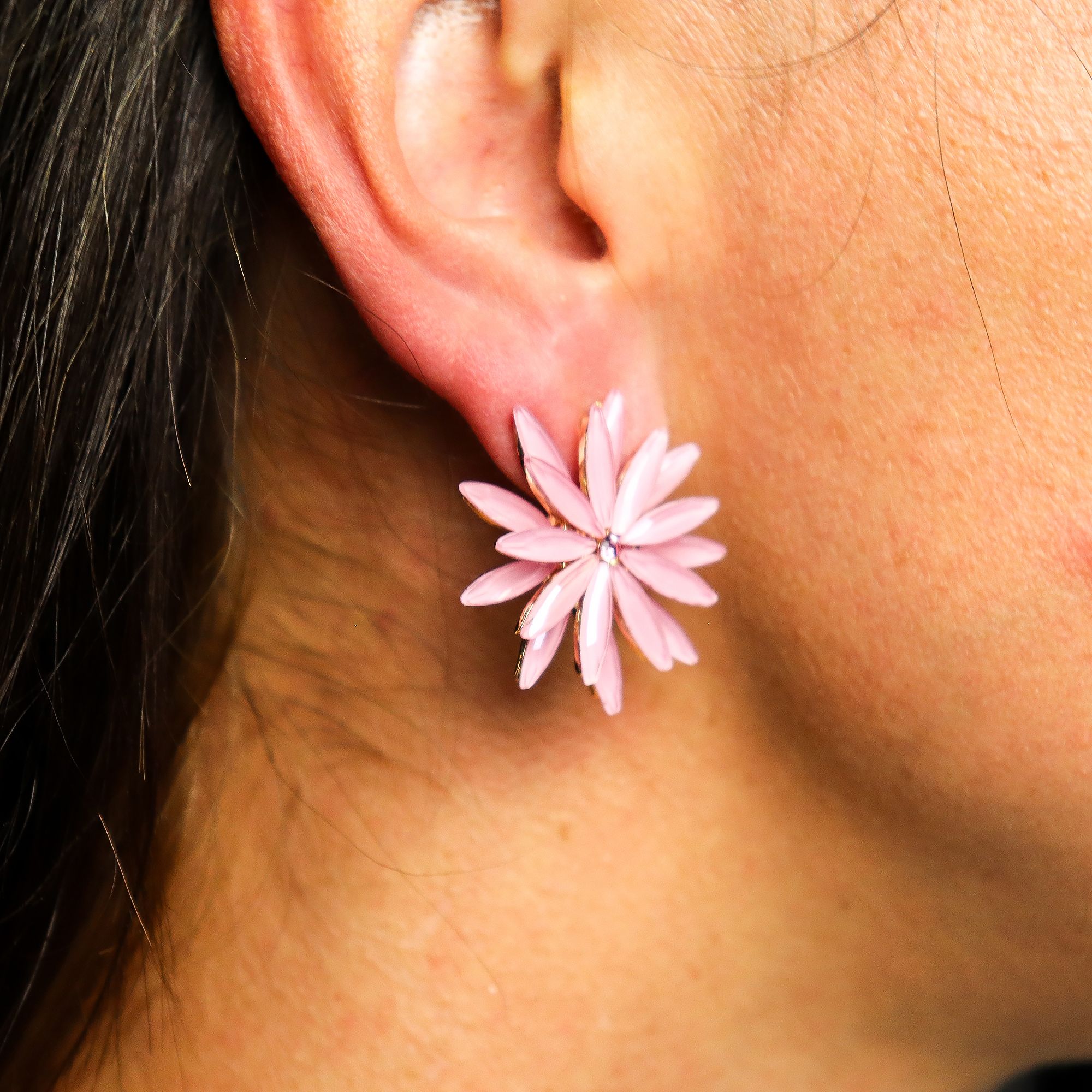 Pendientes de Cristal Vintage - Flores - Cuarzo Rosa - Imagen 7