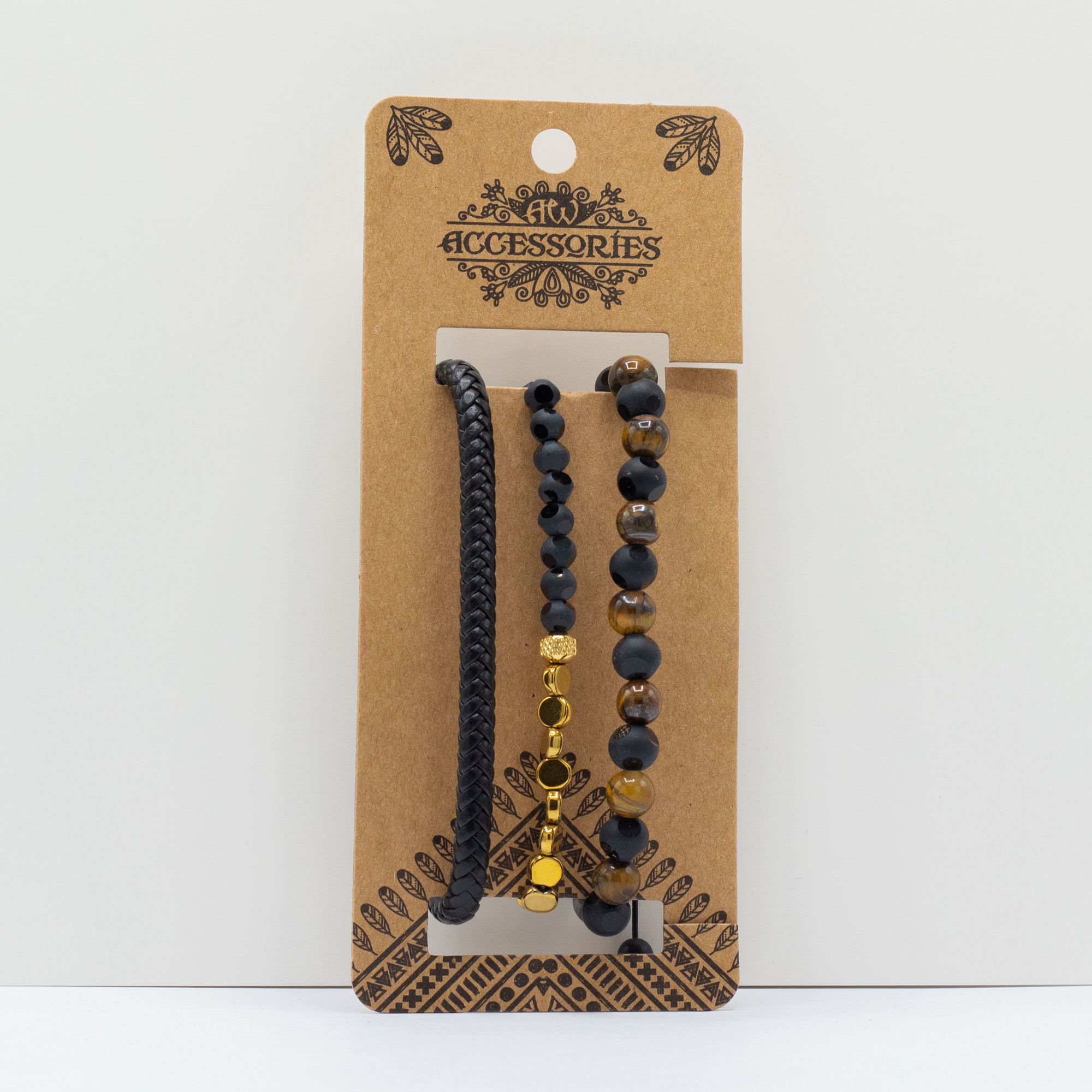 Set de Pulseras para Hombre - Negro y Tostado - Imagen 5