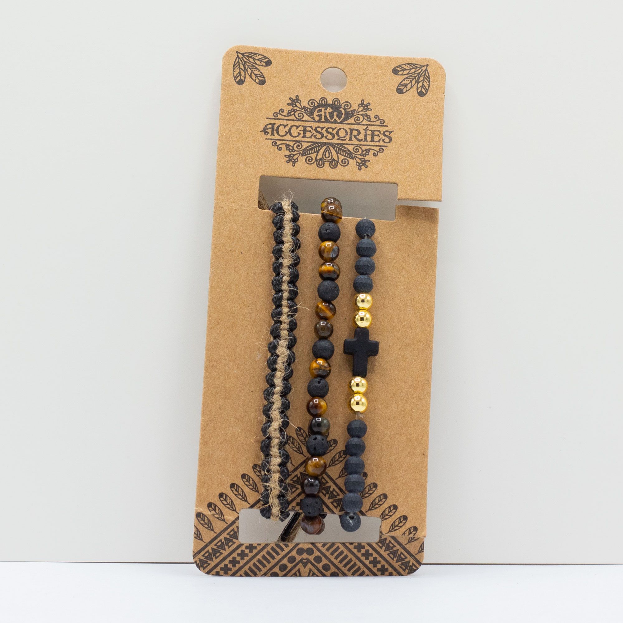 Set de Pulseras para Hombre - Negro y Tostado - Imagen 4