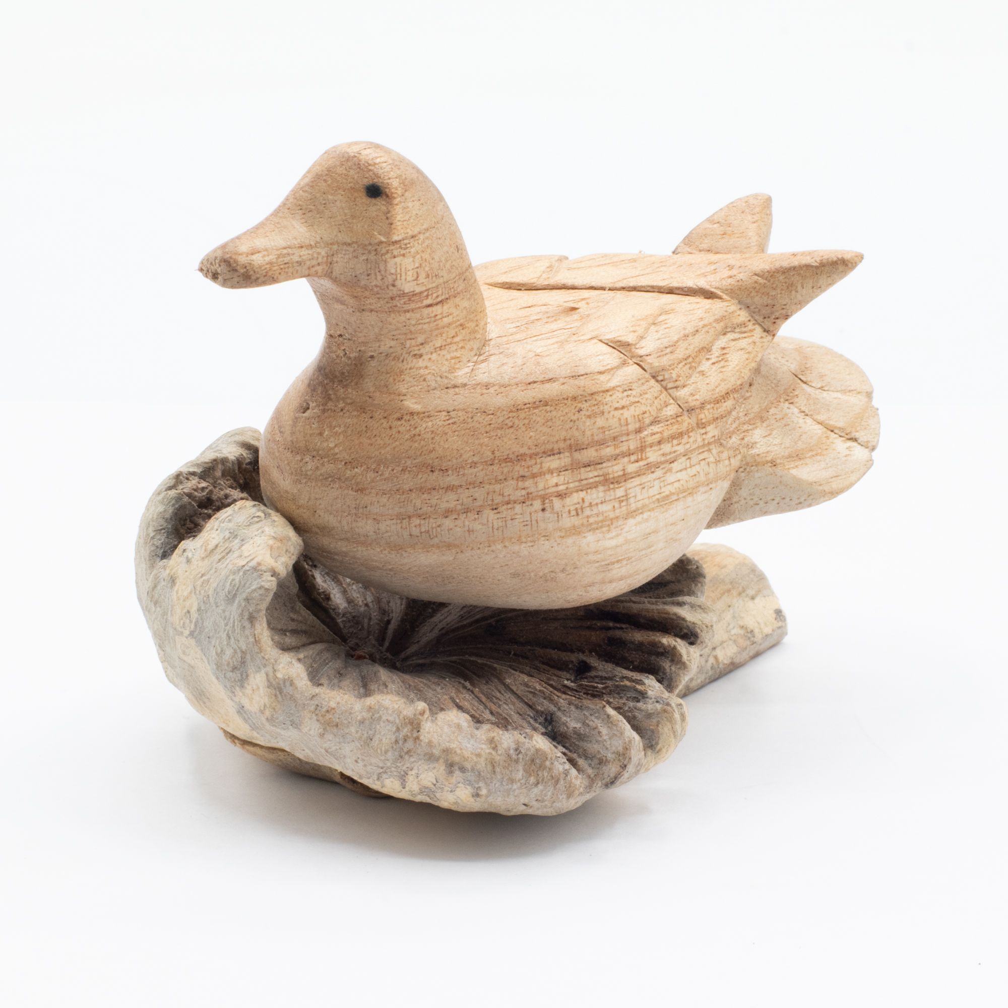 Talla de arte en madera parásita hecha a mano - Pato salvaje descansando - Imagen 3