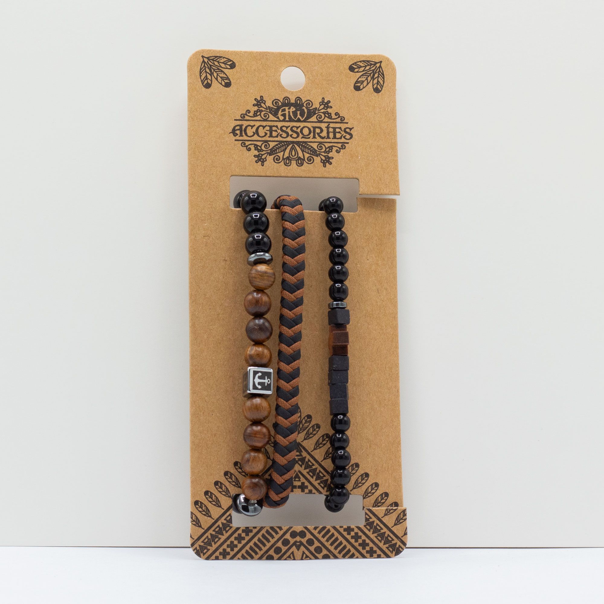 Set de Pulseras para Hombre - Negro y Tostado - Imagen 3