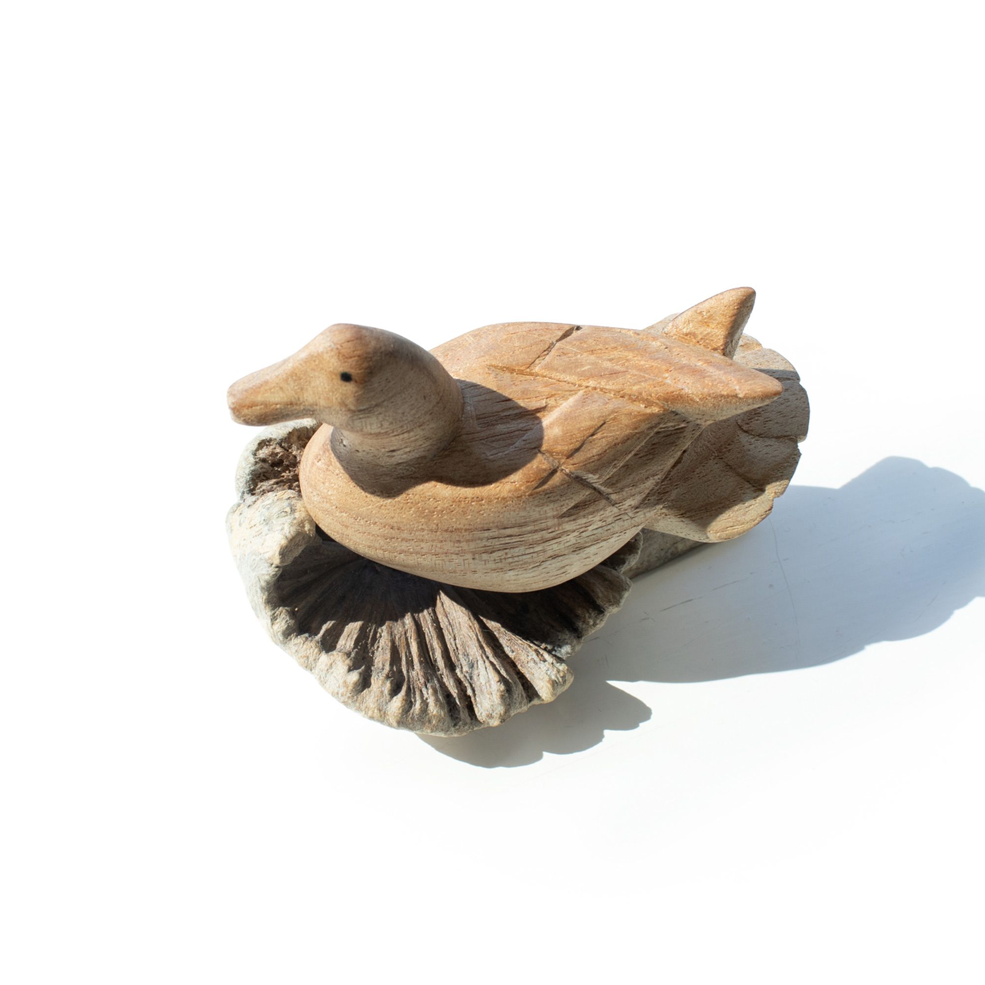 Talla de arte en madera parásita hecha a mano - Pato salvaje descansando - Imagen 2