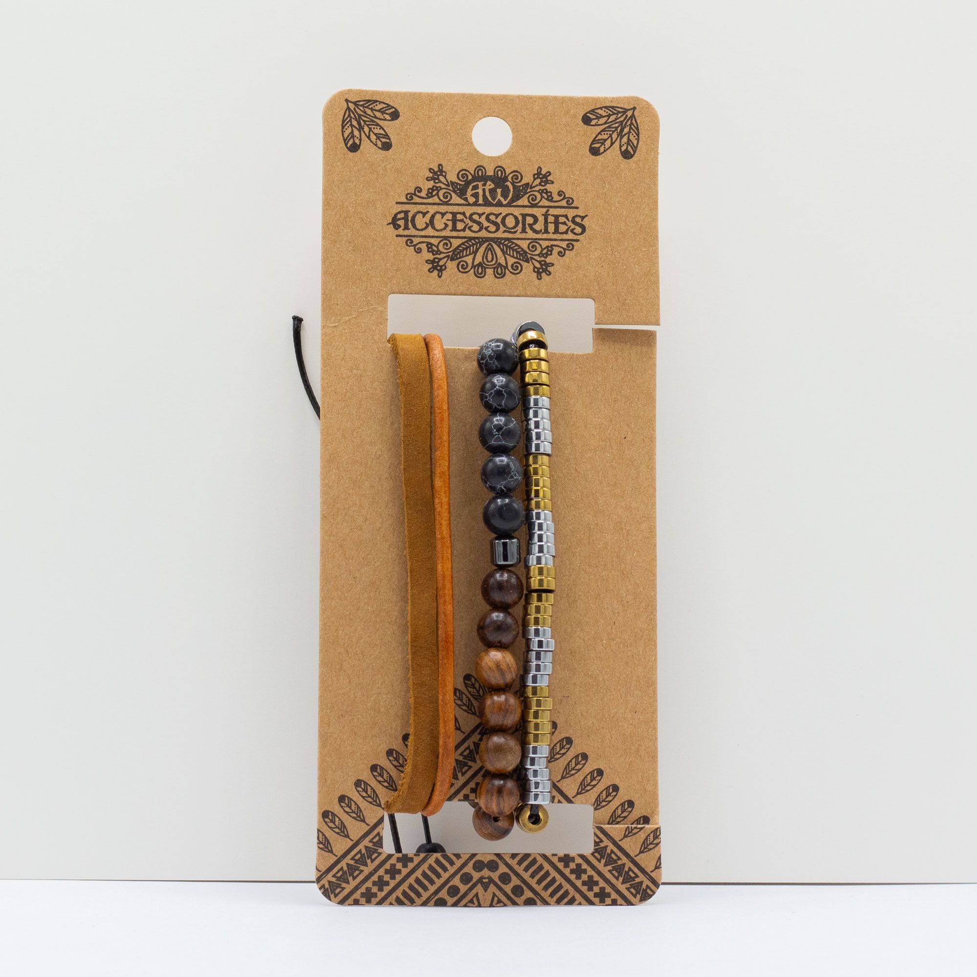 Set de Pulseras para Hombre - Negro y Tostado - Imagen 2