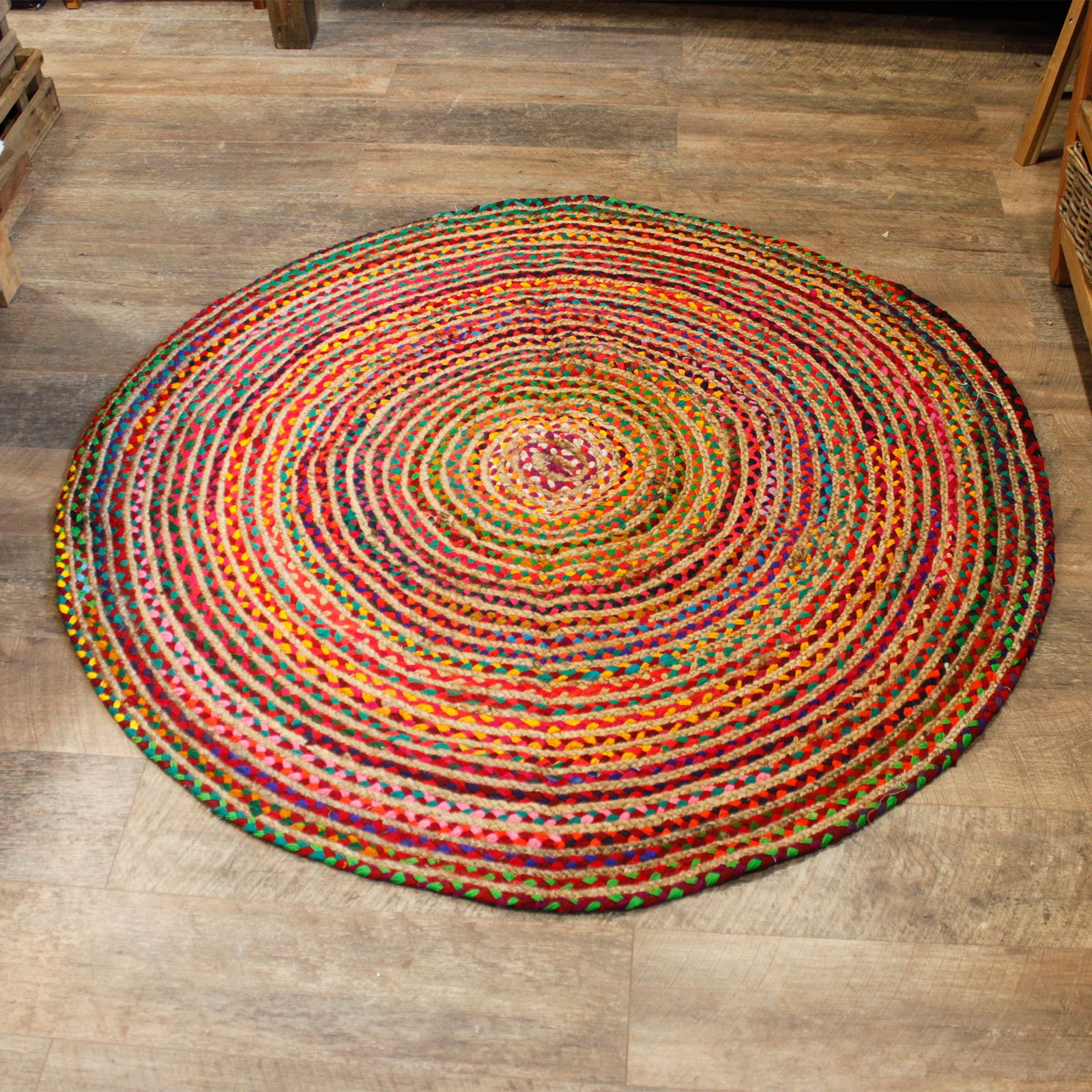 Alfombra Redonda de Yute y Algodón Reciclado - 150 cm - Imagen 4