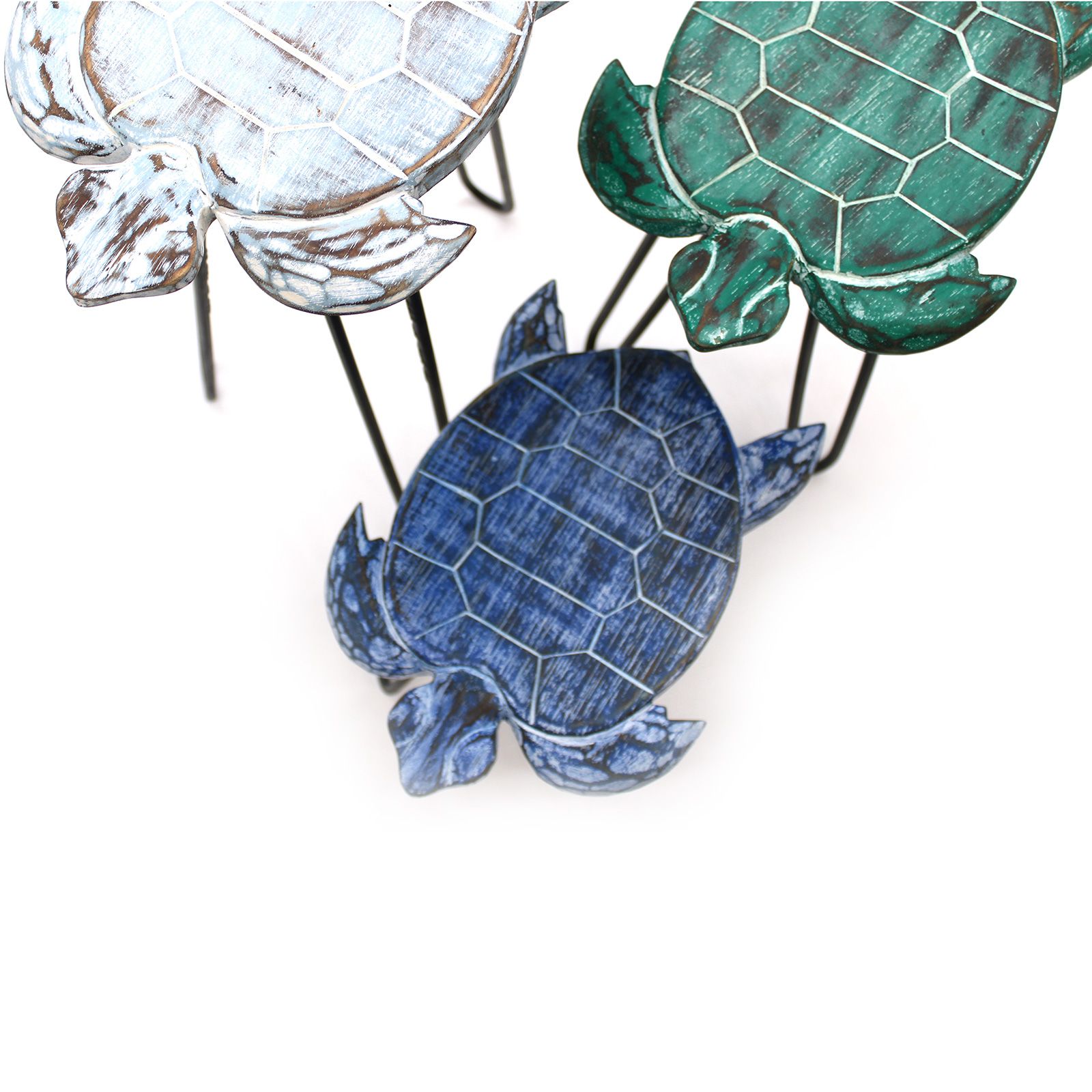 Juego de 3 maceteros de madera de Albasia - Tortugas - Imagen 6