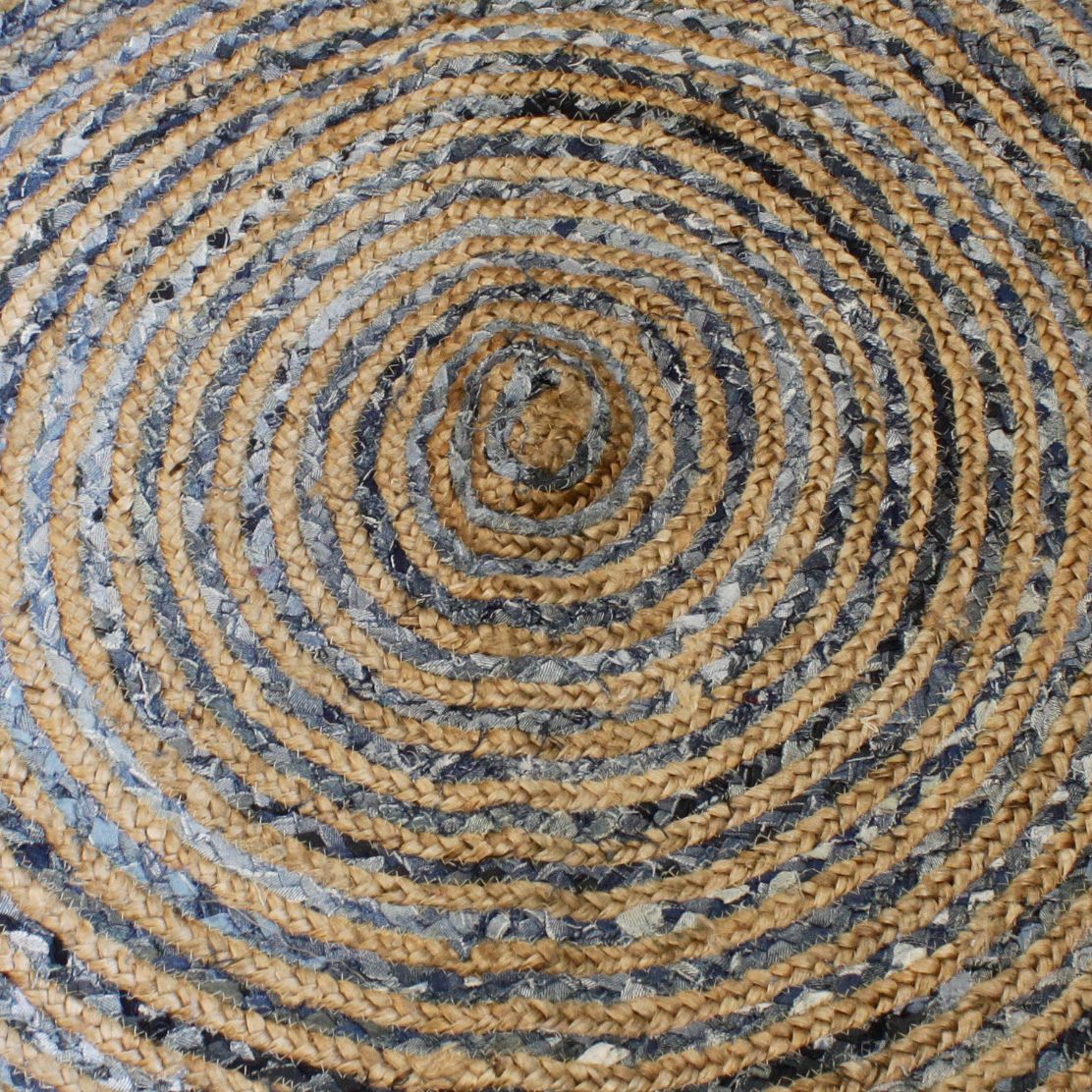 Alfombra Redonda de Yute y Reciclaje de Mezclilla - 120 cm - Imagen 3