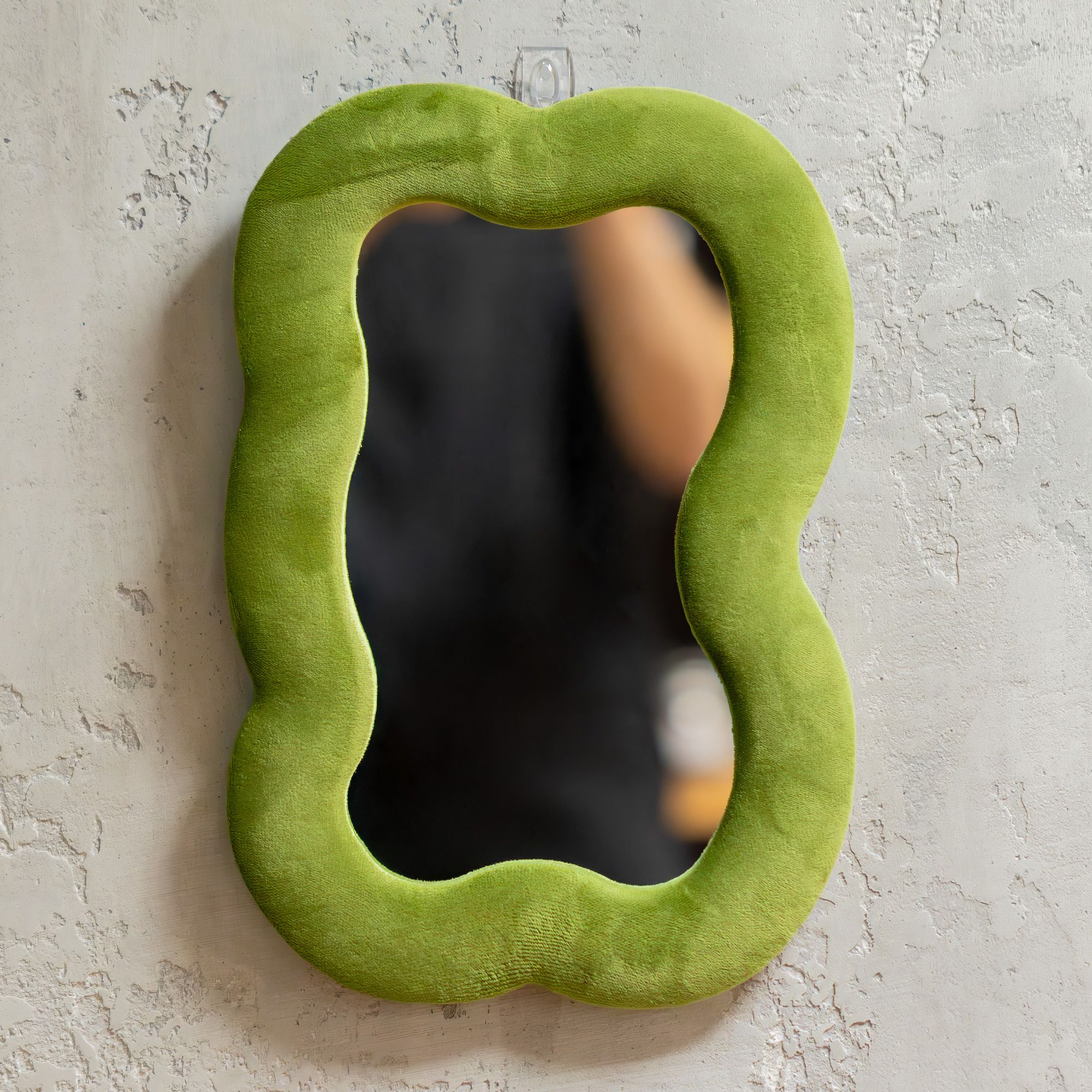 Espejo suave ondulado - Nube grande - Verde musgo (33.4x23.5x2.3cm)