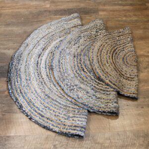 Alfombra Redonda de Yute y Reciclaje de Mezclilla -  90 cm