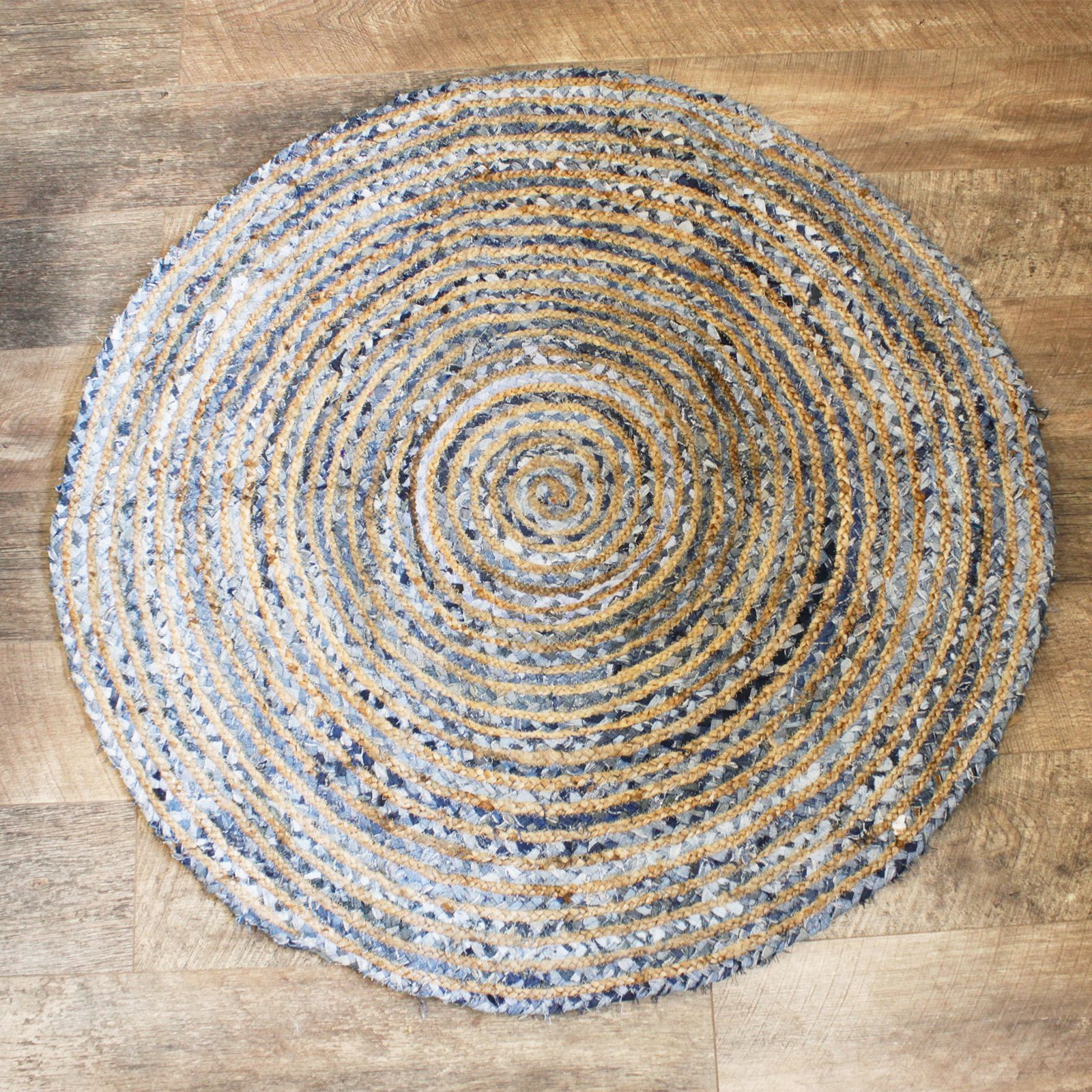 Alfombra Redonda de Yute y Reciclaje de Mezclilla - 120 cm - Imagen 2
