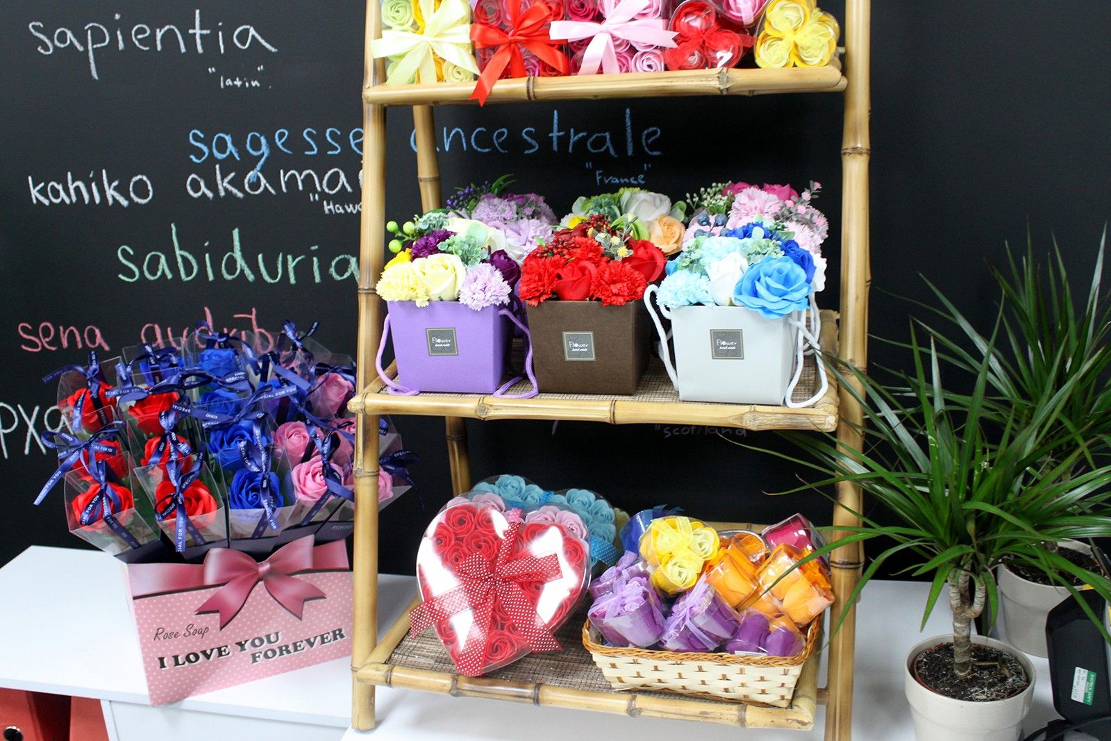 Set de 9 flores de Jabón - rosas rosa - Imagen 3