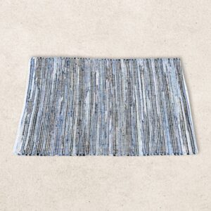 Alfombra grande de yute de algodón reciclado - 130x170cm - Azul