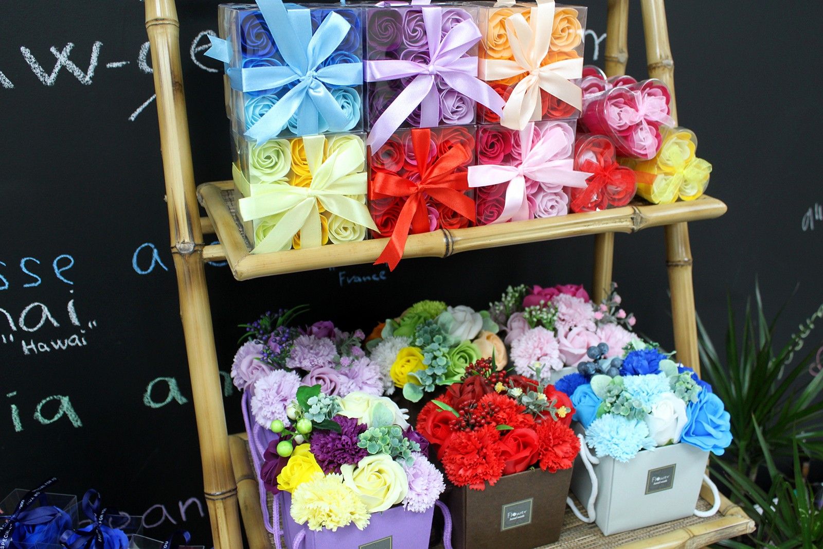 Set de 9 flores de Jabón - rosas rosa - Imagen 2