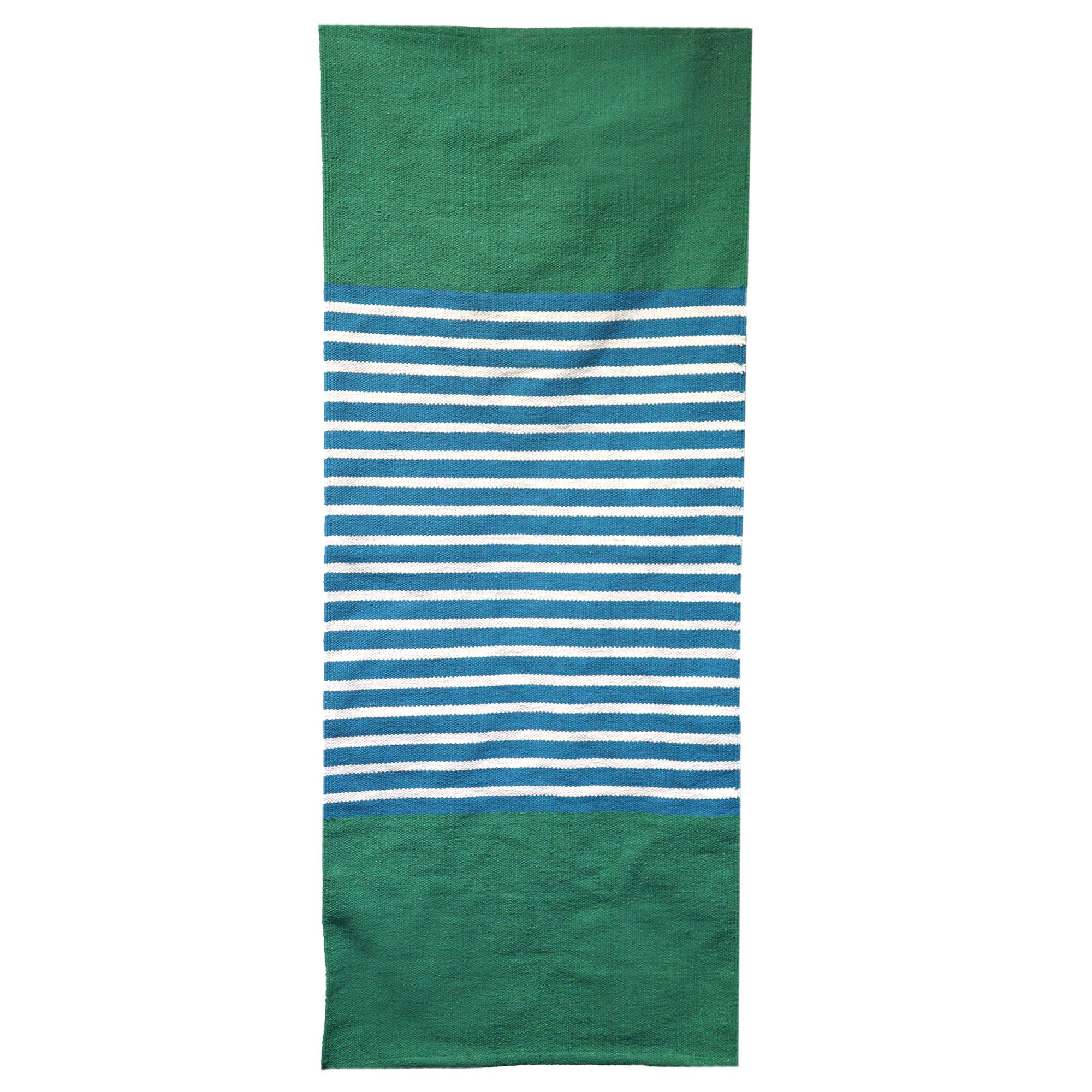 Alfombra India de Algodón - 70x170cm - Azul/ Verde - Imagen 6