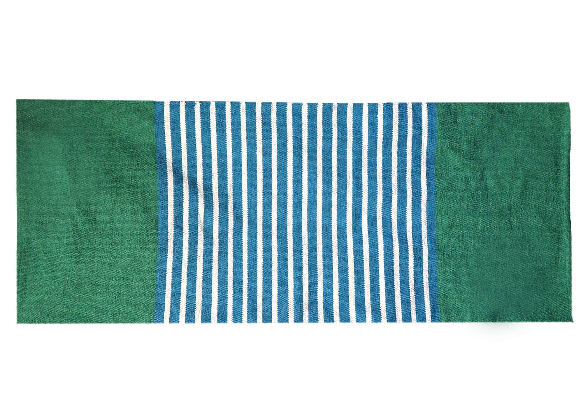 Alfombra India de Algodón - 70x170cm - Azul/ Verde - Imagen 4