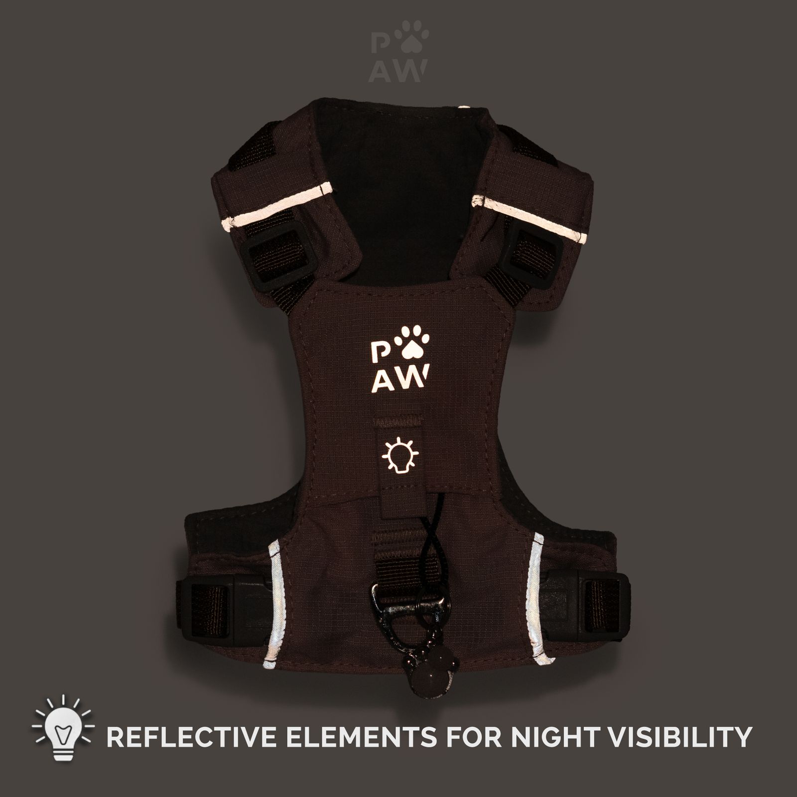 PAW - XS (2-4 kg) Arnés de paso para perros Guardian con malla reflectante - Rock Grey - Black Obsidian Charm - Imagen 6